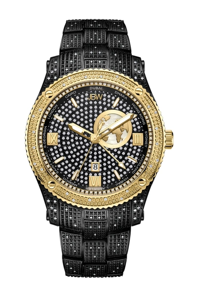 Shop Jbw Men's Jet Setter Gmt Bracelet Watch In Black