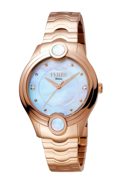 Shop Ferre Milano Stainless Steel Watch, 34mm In Rose Gold