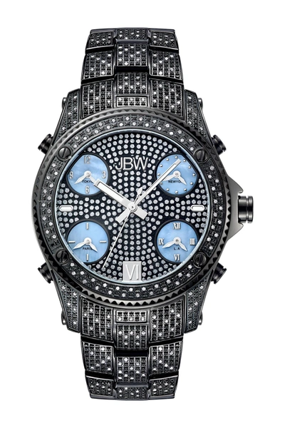 Shop Jbw Jet Setter Diamond Watch, 50mm In Black