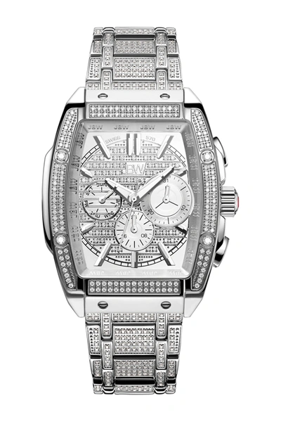 Shop Jbw Men's Echelon Platinum Series Pave Diamond Stainless Steel Watch In Silver
