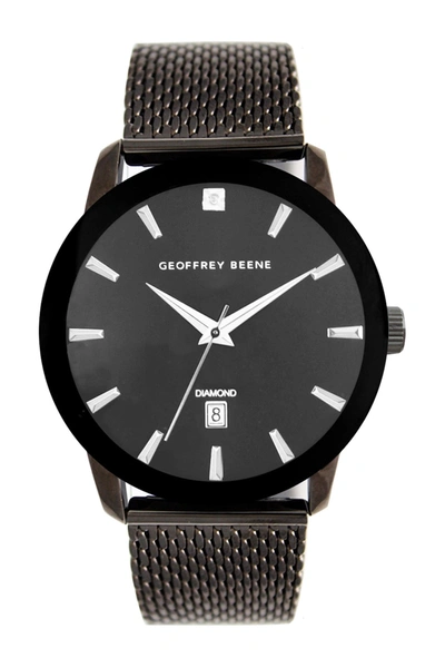 Shop Geoffrey Beene Diamond Mesh Strap Watch, 41mm In Gunmetal