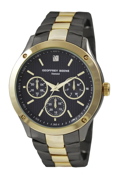 Shop Geoffrey Beene Men's Chronograph Diamond Bracelet Watch In Gun-gold