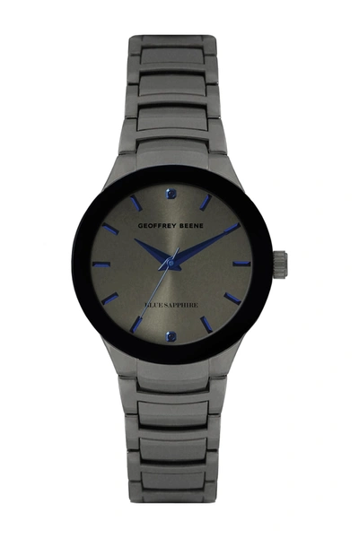 Shop Geoffrey Beene Men's Gunmetal Sapphire Bracelet Watch