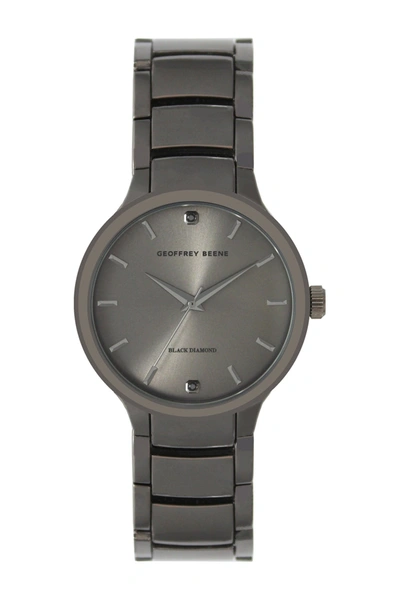 Shop Geoffrey Beene Men's Classic Black Diamond Bracelet Watch In Gunmetal