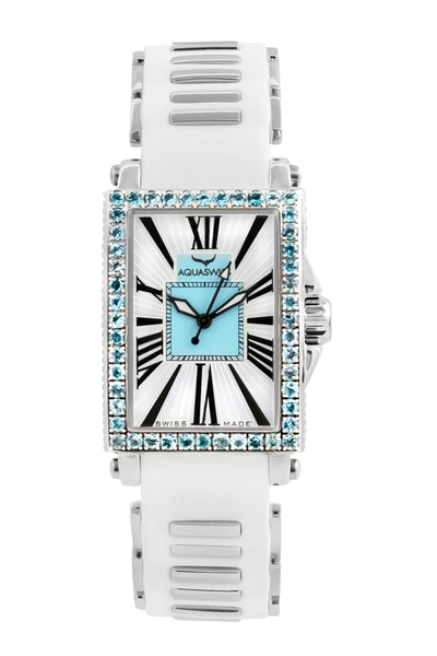 Shop Aquaswiss Kelly Silicone Strap Watch, 44.5 In White-blue