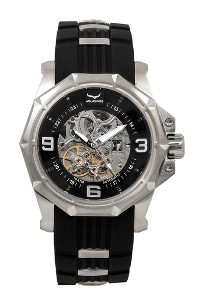 Shop Aquaswiss Unisex Vessel G Automatic Silicone Strap Watch, 52mm In Black
