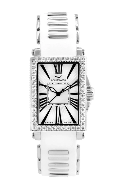 Shop Aquaswiss Kelly Crystal Silicone Strap Watch, 44.5mm In White