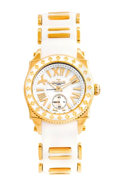Shop Aquaswiss Swissport L24 Diamond Sporty Watch, 44mm In Gold
