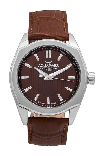 Shop Aquaswiss Unisex Classic Iv Leather Strap Watch In Brown