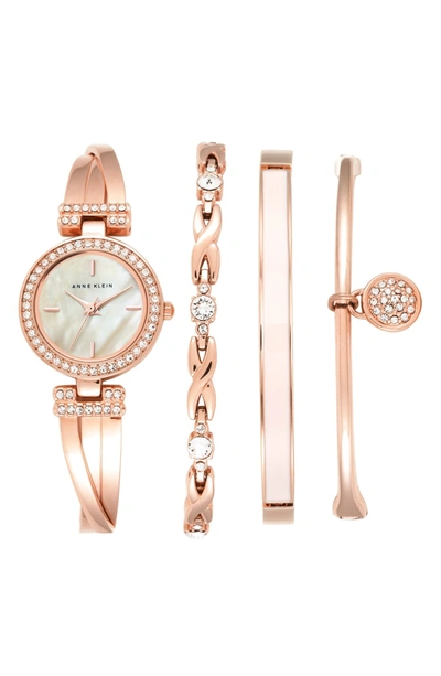 Shop Anne Klein Mother Of Peal 24mm Bangle Watch & Bracelet Set