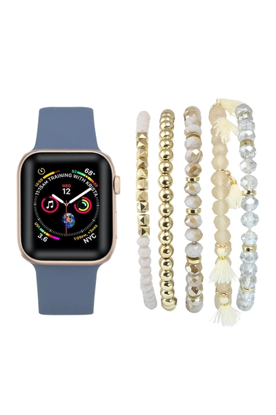 Shop Posh Tech Silicone Apple Watch Replacement Band & Bracelet Bundle In Atlantic Blue-multi Colored