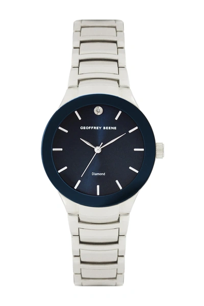 Shop Geoffrey Beene Men's Modern Diamond Bracelet Watch In Silver
