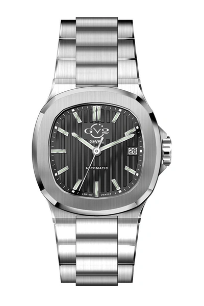 Shop Gevril Gv2 Potente Texture Black Dial Watch, 39mm In Silver