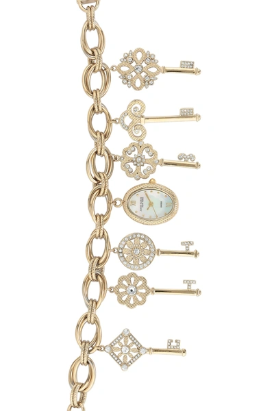 Shop Anne Klein Swarovski Crystal Accented Charm Watch, 17.5mm In Gold