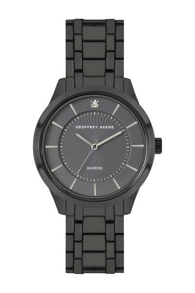 Shop Geoffrey Beene Men's Slim Classic Diamond Bracelet Watch In Gunmetal
