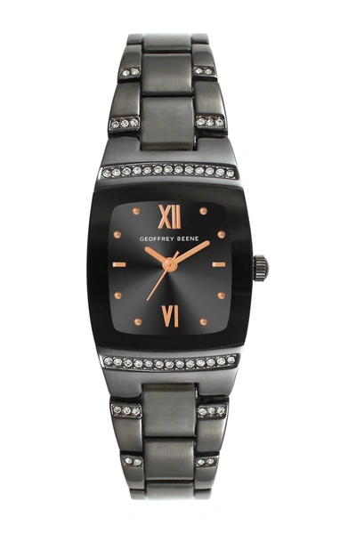 Shop Geoffrey Beene Women's Tonneau Crystal Bracelet Watch In Gunmetal