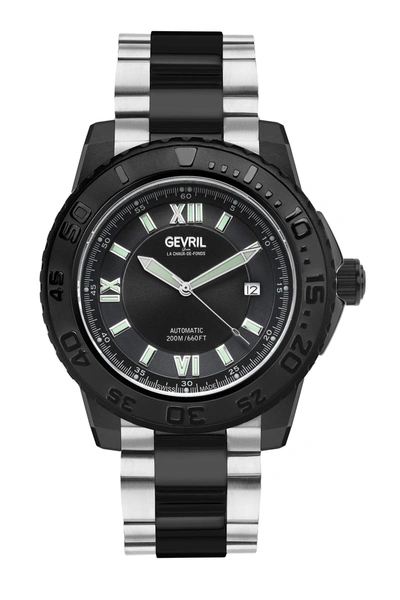 Shop Gevril Seacloud Swiss Automatic Bracelet Watch, 45mm In Two Toned Ipss/black