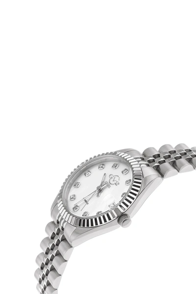 Shop Gevril Naples White Dial Steel Diamond Watch, 34mm In Silver