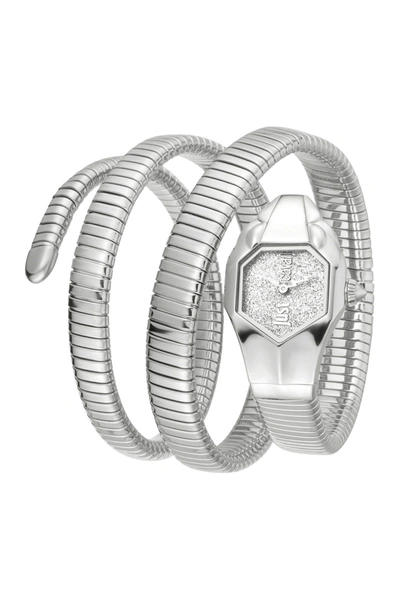 Shop Just Cavalli Women's Triple Glam Analog Quartz Wrap Bracelet Watch In Silver