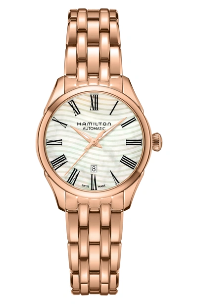 Shop Hamilton Women's Jazzmaster Lady Auto Watch In Rose Gold/ Mop/ Rose Gold