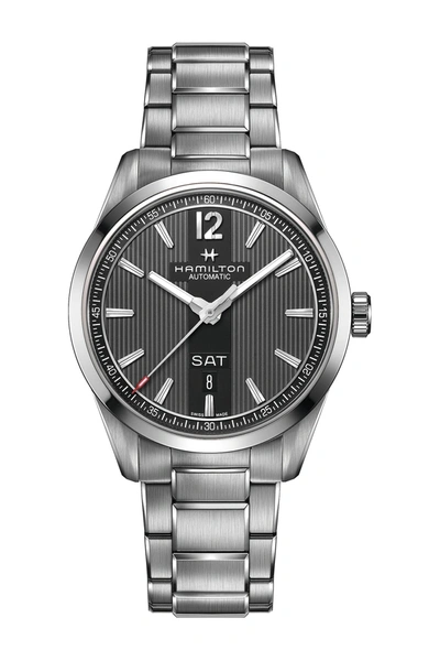 Shop Hamilton Men's Broadway Automatic Bracelet Watch In Silver