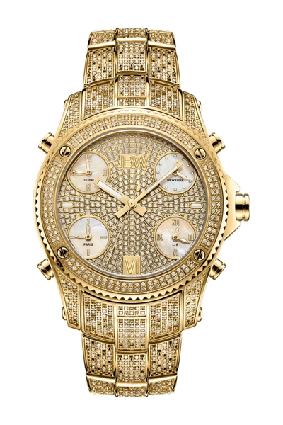 Shop Jbw Men's Jet Setter Platinum Pave Diamond Bracelet Watch In Gold