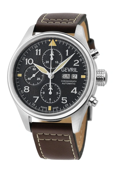 Shop Gevril Vaughn Brown Leather Watch, 42mm