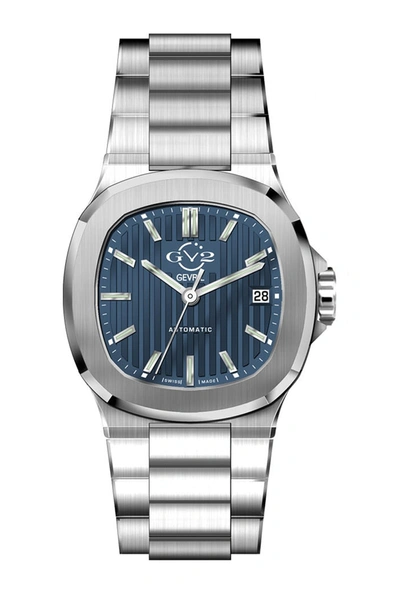 Shop Gevril Gv2 Potente Texture Blue Dial Watch, 39mm In Silver