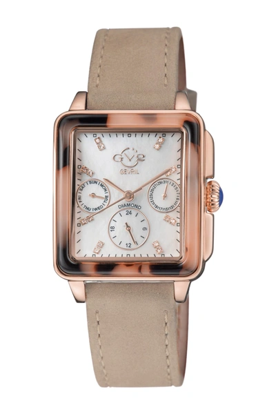 Shop Gevril Bari Tortoise Swiss Diamond Watch, 37mm In Tan