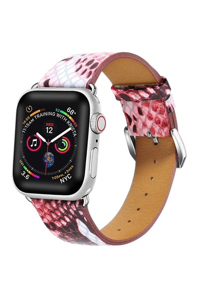 Shop Posh Tech Snakeskin Embossed Leather Apple Watch® Watchband In Red