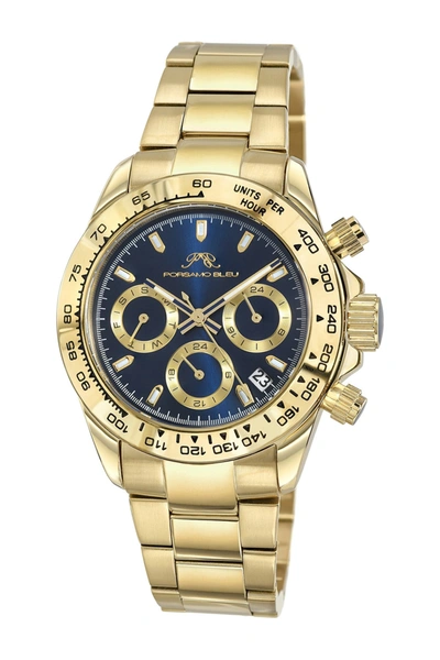 Shop Porsamo Bleu Alexis Multi-function Bracelet Watch, 37mm In Gold-blue