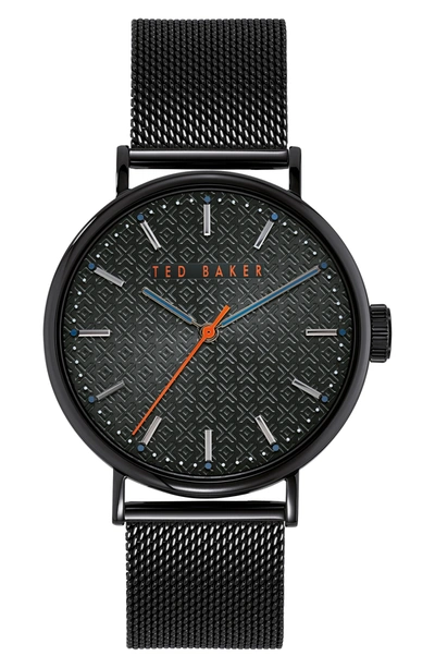 Shop Ted Baker Mimosaa Mesh Strap Watch In Black