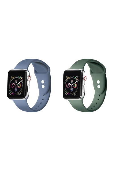Shop Posh Tech Assorted 2-pack Silicone Apple Watch® Watchbands In Blue And Green