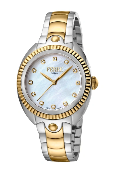 Shop Ferre Milano Two-tone Bracelet Watch, 34mm In Two Toned Ss/gp