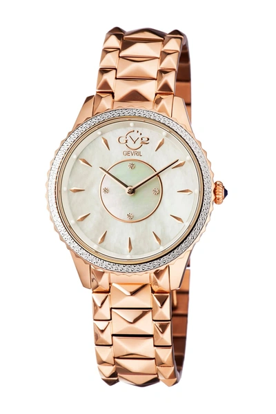 Shop Gevril Siena Mother Of Pearl Dial Stainless Steel Watch, 38mm In Rose Gold