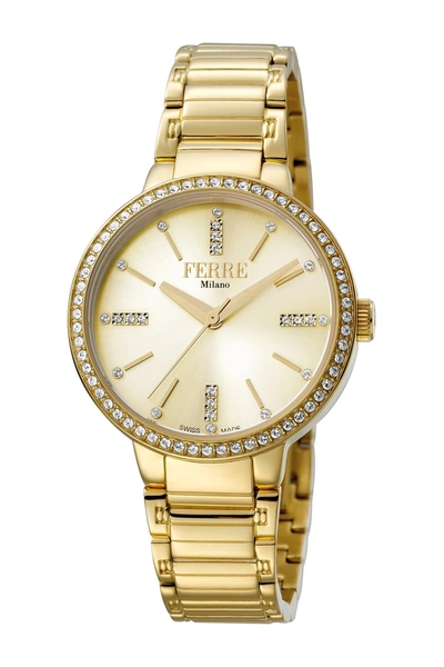 Shop Ferre Milano Donna Giada Stainless Steel Watch, 34mm In Gold