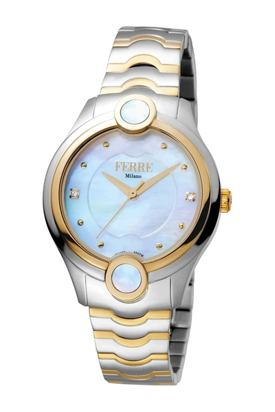 Shop Ferre Milano Linea Perla Two-tone Stainless Steel Watch, 34mm In Two Toned Ss/ipyg