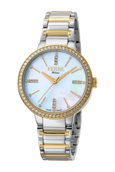 Shop Ferre Milano Donna Giada Two-tone Stainless Steel Watch, 34mm In Two Toned Ss/ipyg