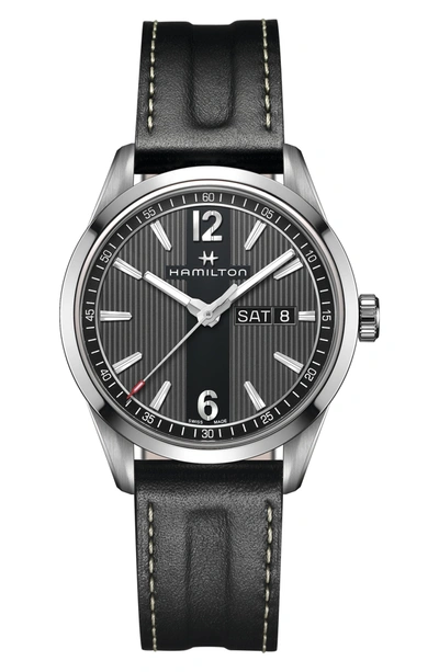 Shop Hamilton Men's American Classic Bracelet Watch In Black/silver/dark Grey