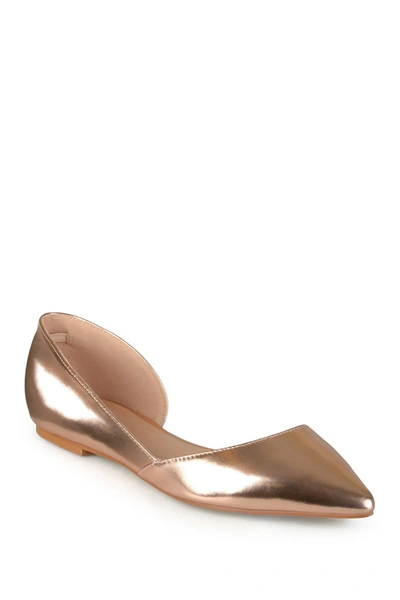 Journee Collection Women's Cortni Pointed Toe D'orsay Flats In Rose Gold