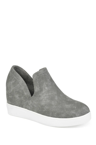 Shop Journee Collection Journee Cardi Wedge Sneaker In Grey