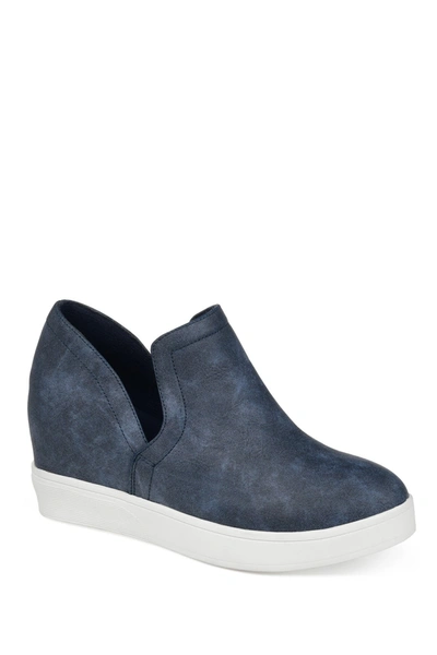 Shop Journee Collection Journee Cardi Wedge Sneaker In Blue