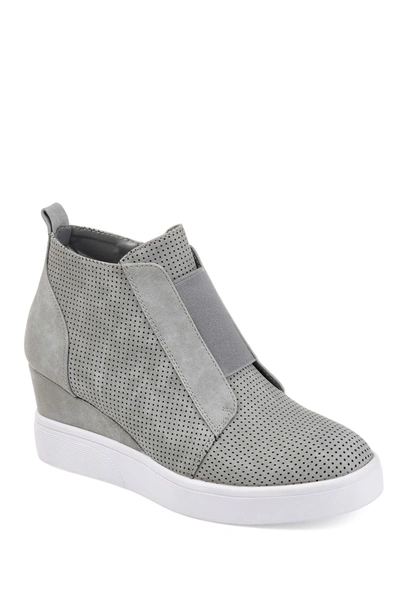 Shop Journee Collection Journee Clara Wedge Sneaker In Grey