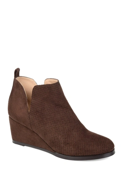 Shop Journee Collection Mylee Perforated Wedge Bootie In Brown