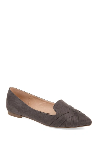Shop Journee Collection Mindee Crisscross Toe Flat In Grey
