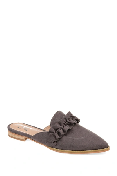 Journee Collection Women's Kessie Ruffle Pointed Toe Slip On Mules In Grey