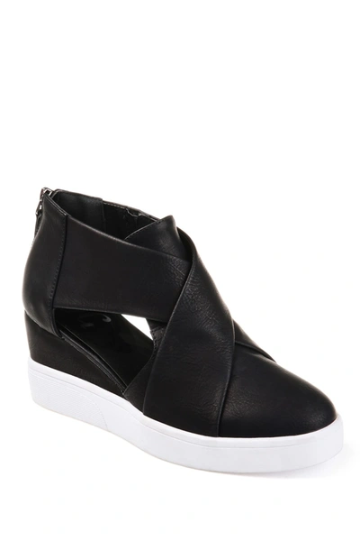 Shop Journee Collection Journee Seena Crossover Platform Wedge Pump In Black