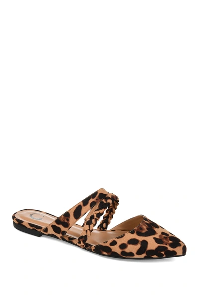 Journee Collection Olivea Flat Brown Leopard Print Slip On Mule Zpo3876 In Leopard