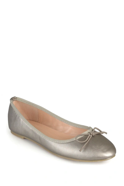 Shop Journee Collection Journee Vika Bow Flat In Pewter