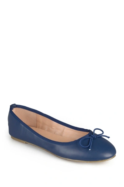 Shop Journee Collection Journee Vika Bow Flat In Navy